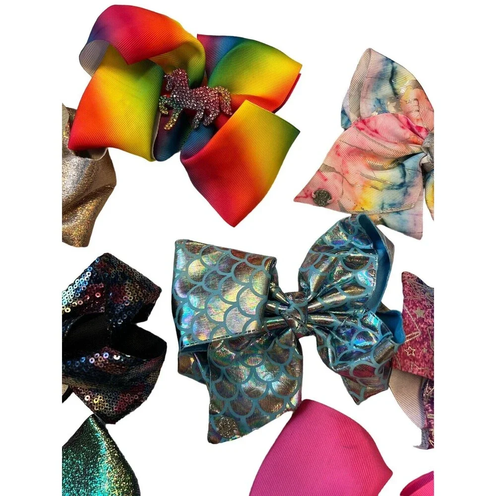 JoJo Siwa Hair Bows for Girls Lot of‎ 9 6 Clips 3 Ponytail Holder